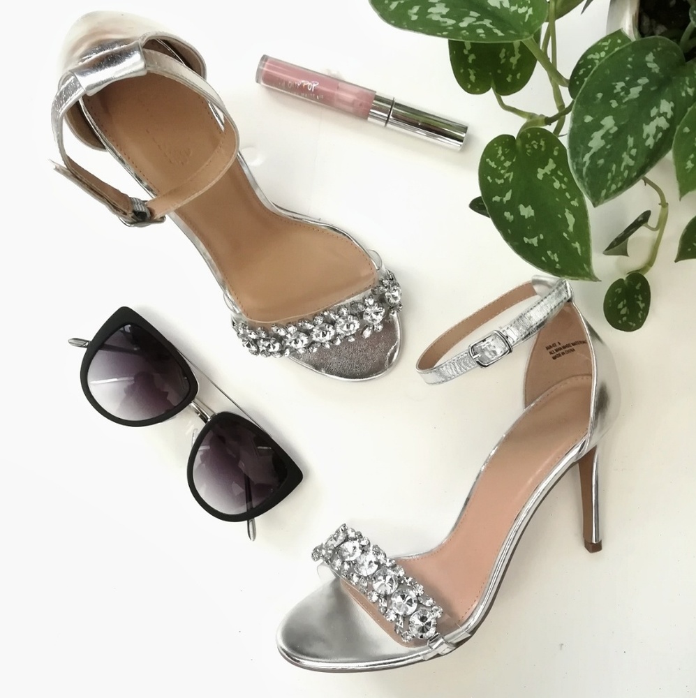 Metallic Rhinestone Heels